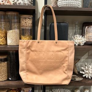 FEED Embossed Tote in Light Tan Leather